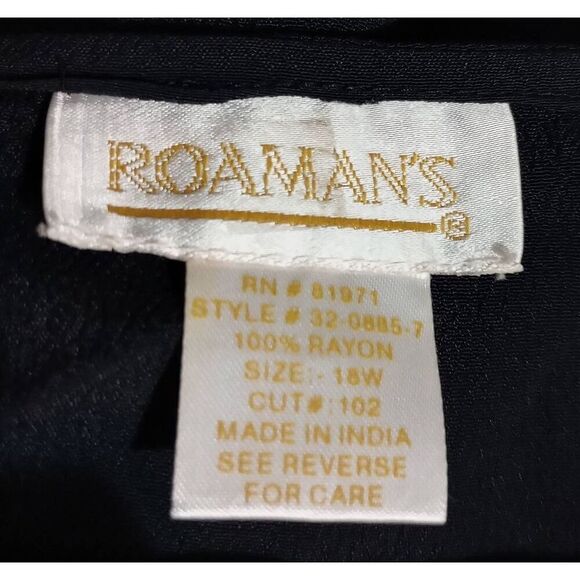 Roamans Kimono Ladies 18W Black Semi Sheer‎ Red Velour - Picture 6 of 7